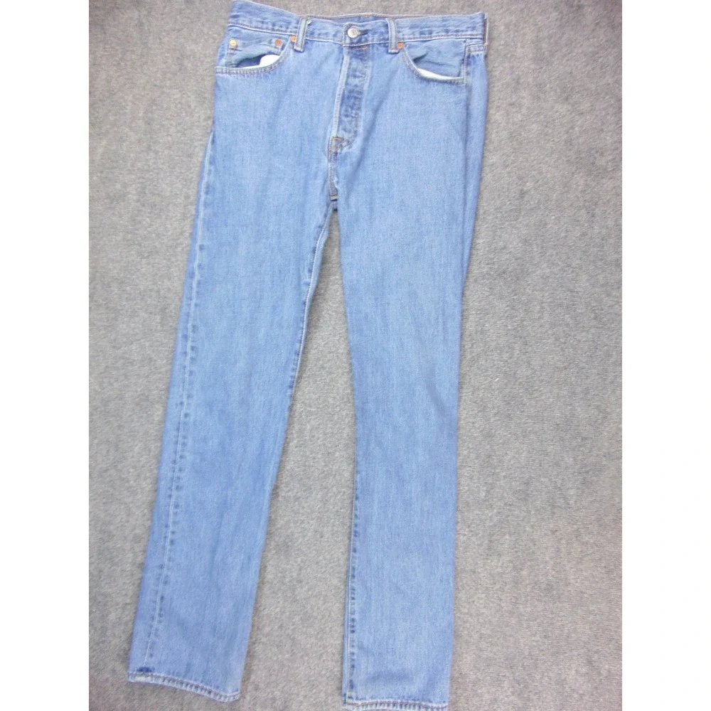 Levi's 501 Jeans Mens 34x36 Original Straight Blue Solid Button Fly Americana
